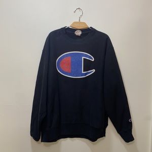 Vintage Champion Logo Crewneck Pullover Sweatshirt
